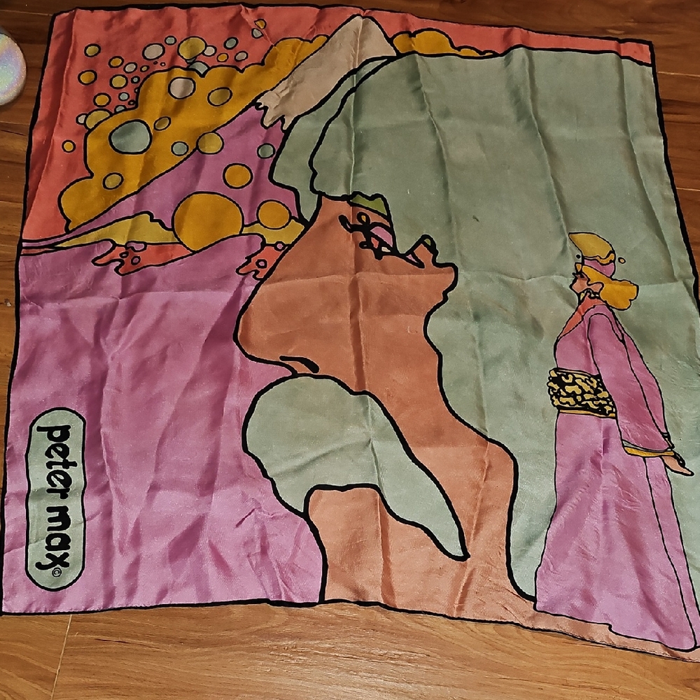 Peter Max 1970's Silk Scarf